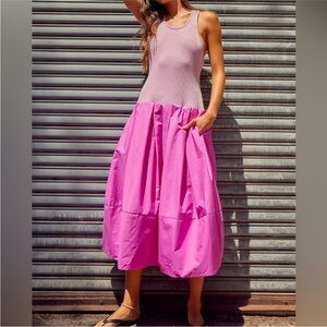 Free People Drops of Venus Midi Dress in Pink